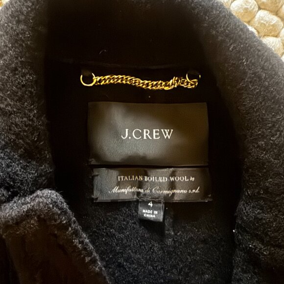 J.Crew Italian Boiled Wool Daphn Topcoat Jacket Womens Black Size 4 - Picture 3 of 5